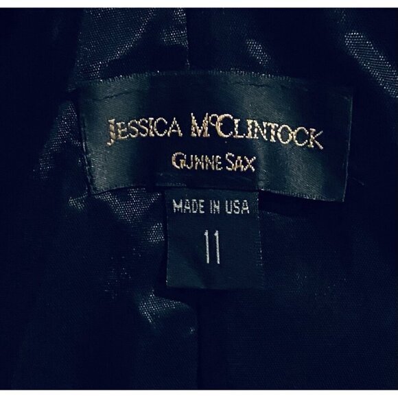 Jessica McClintock Gunnie Sax Dress Womens 11 Gray Taffeta Bows Tulle Petticoat - Picture 6 of 7